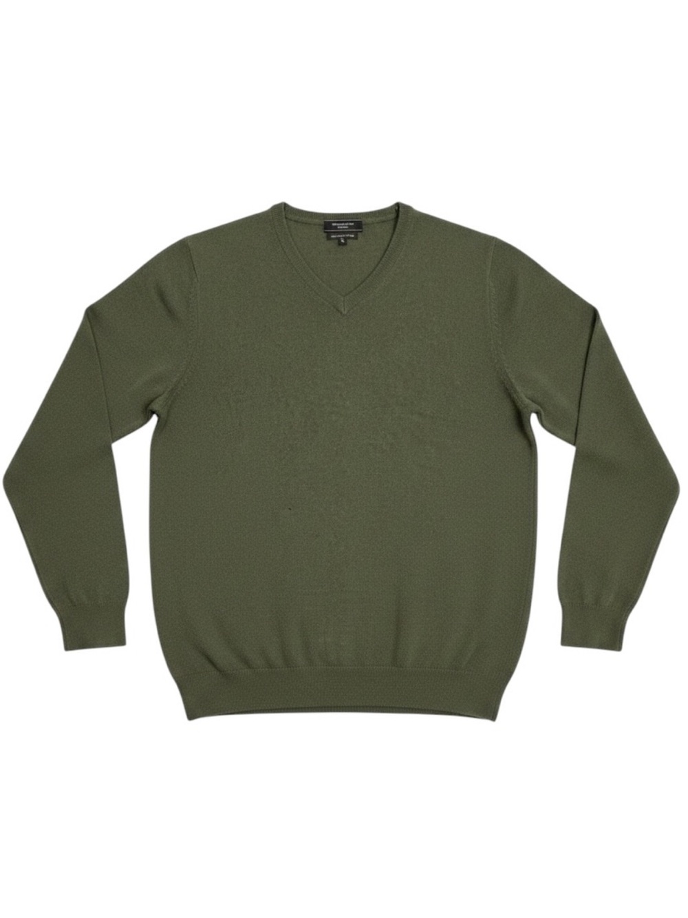 Mantovani Studio Italian Cashmere V-Neck Sweater in Green Size‎ XL